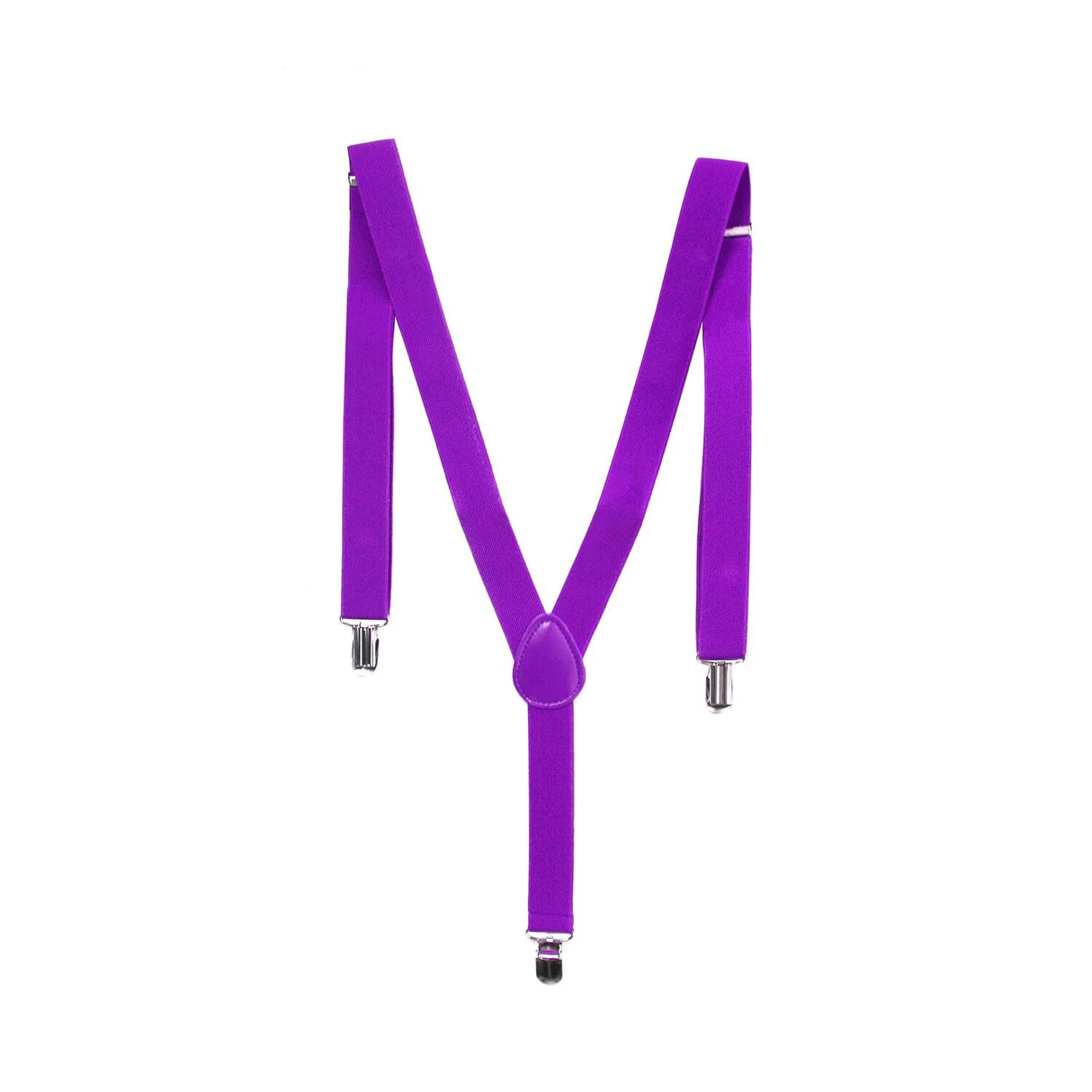 Mens Purple Slim Suspenders - Strong Adjustable Clip On Braces for Weddings/Formals