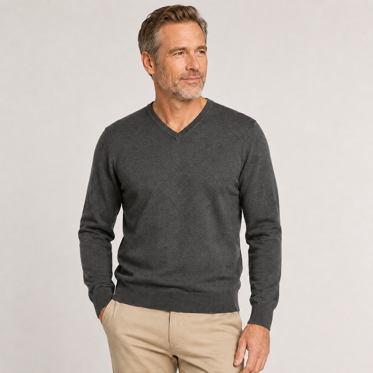 Sporte Leisure Mens Wool Blend V-Neck Jumper - Carbon Grey (Knit Pullover)