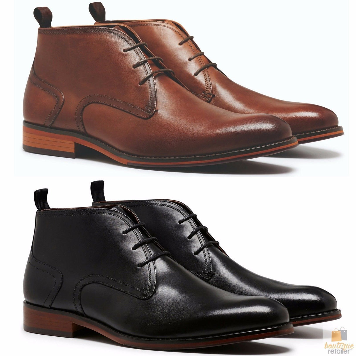 JULIUS MARLOW SPIKE Leather Boots Dress Work Formal Business Shoes Chukka - Dark Tan