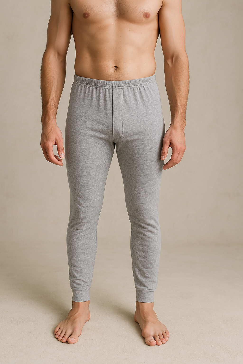 Mens Cotton Long John Thermal Pants Underwear Warm Winter Base Layer in Grey