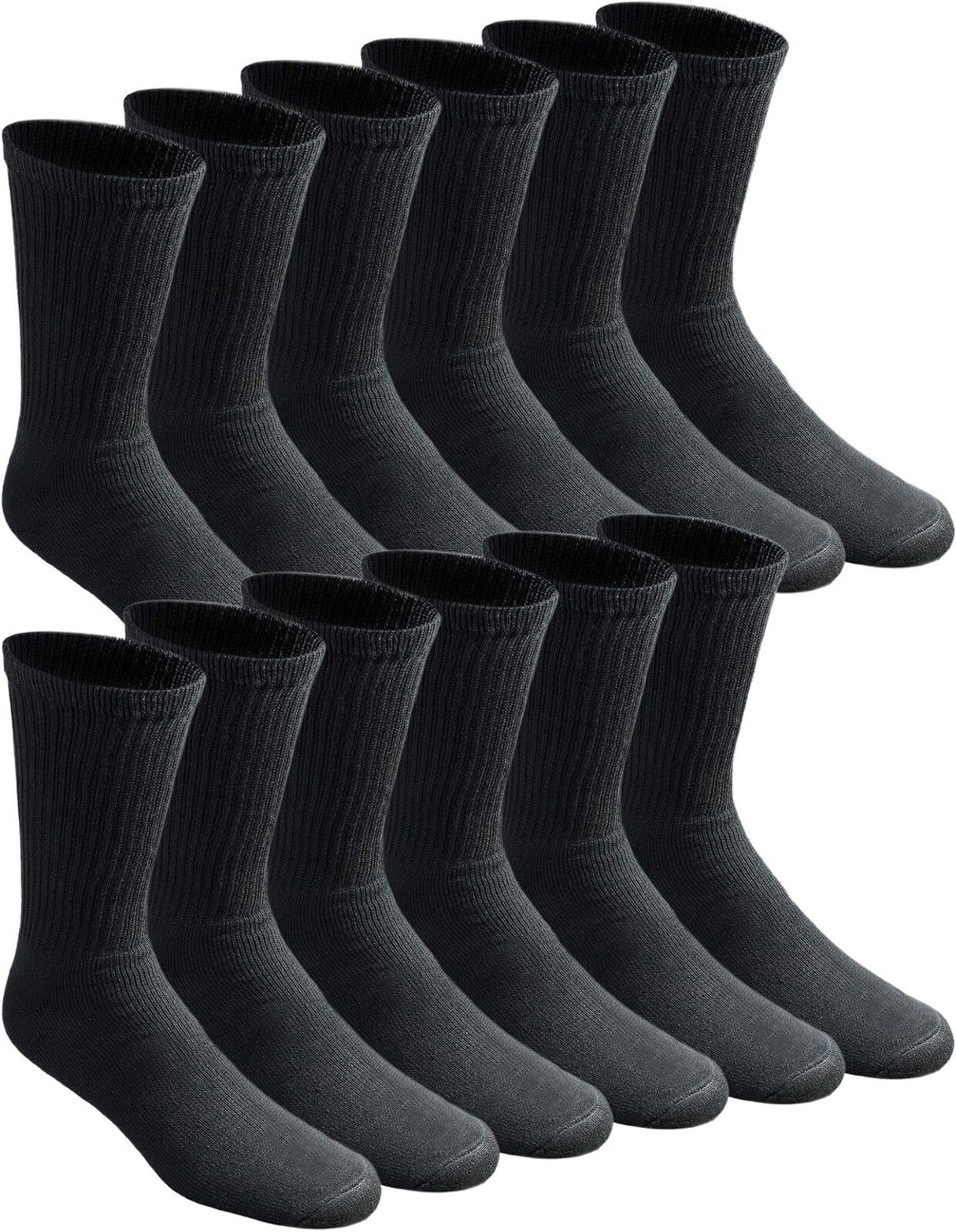 12 Pairs Super Soft Bamboo Socks Bulk Pack - Premium Fiber Crew Socks - Black