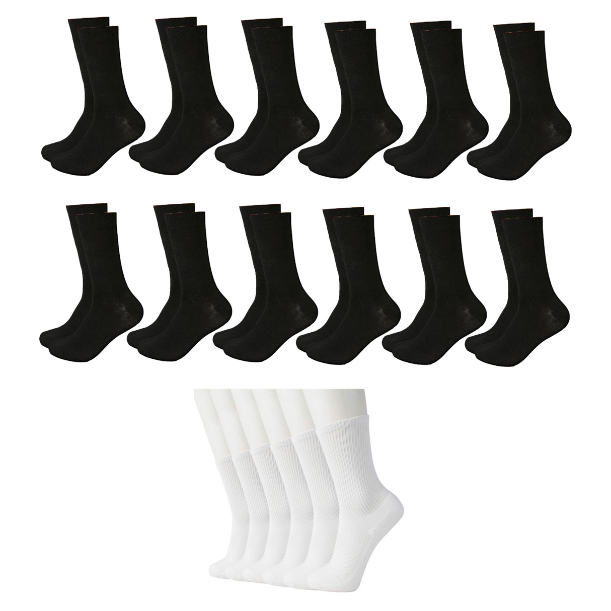 12 Pairs Super Soft Bamboo Socks Bulk Pack - Premium Fiber Crew Socks