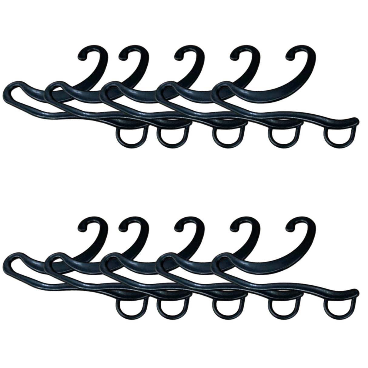 10x Sock Hangers Bulk Pack - Black (Plastic Sock Hooks for Retail/Display/Home)