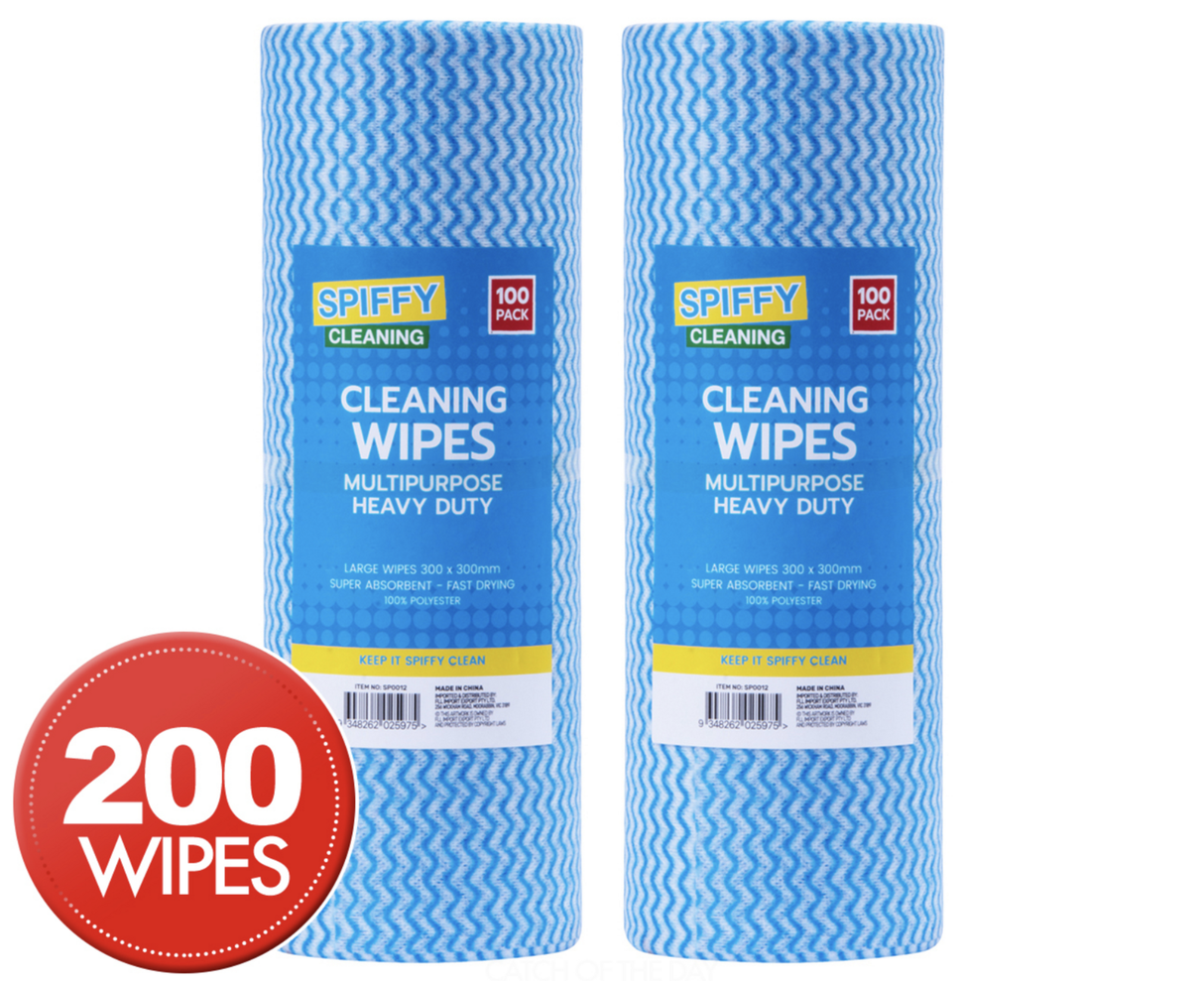 2 x Spiffy Cleaning Wipes Multipurpose 100pk