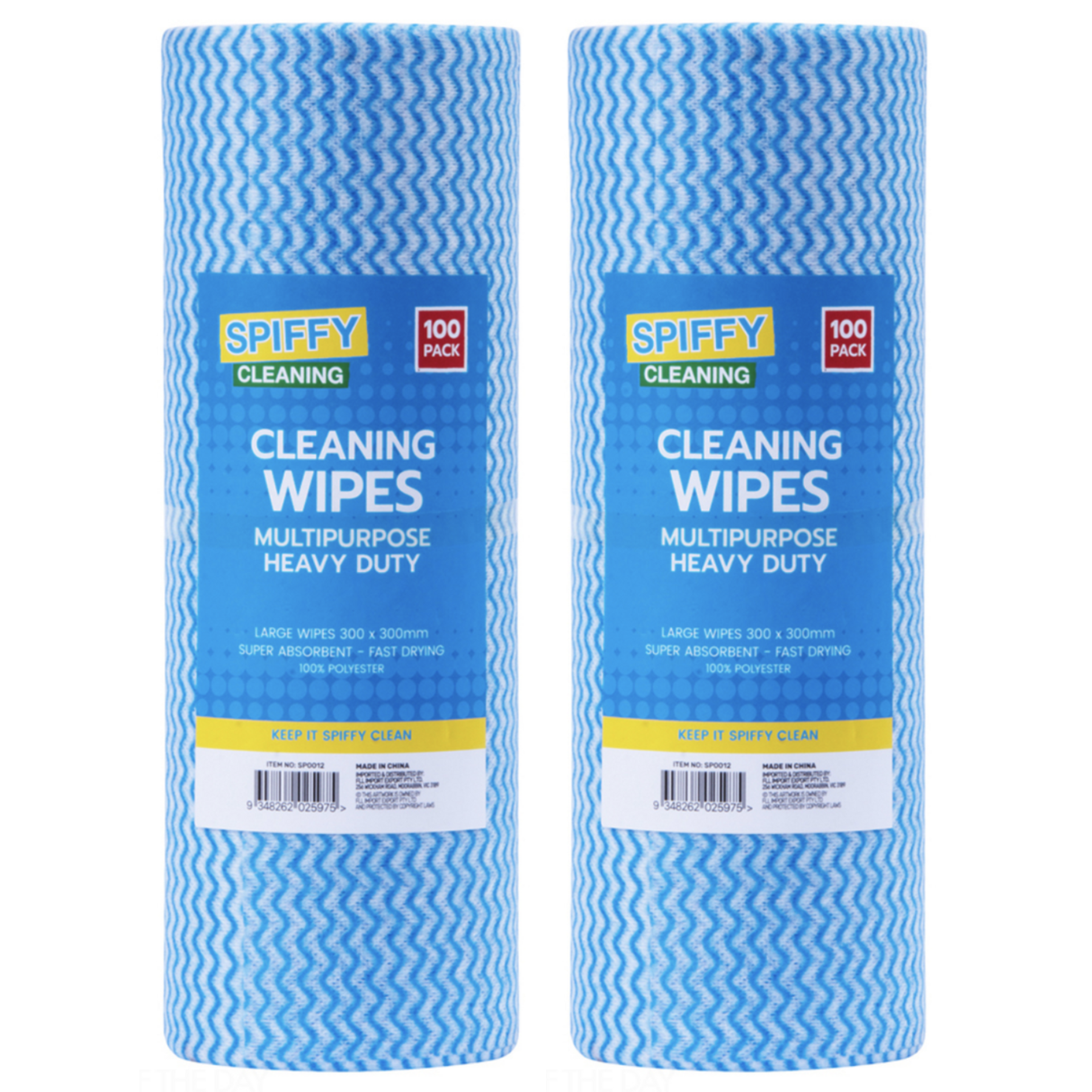 2 x Spiffy Cleaning Wipes Multipurpose 100pk