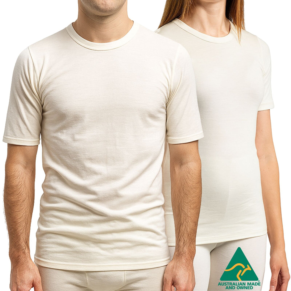 MERINO SKINS Crew Neck Short Sleeve T-Shirt Top 100% Wool Underwear Thermals in Natural