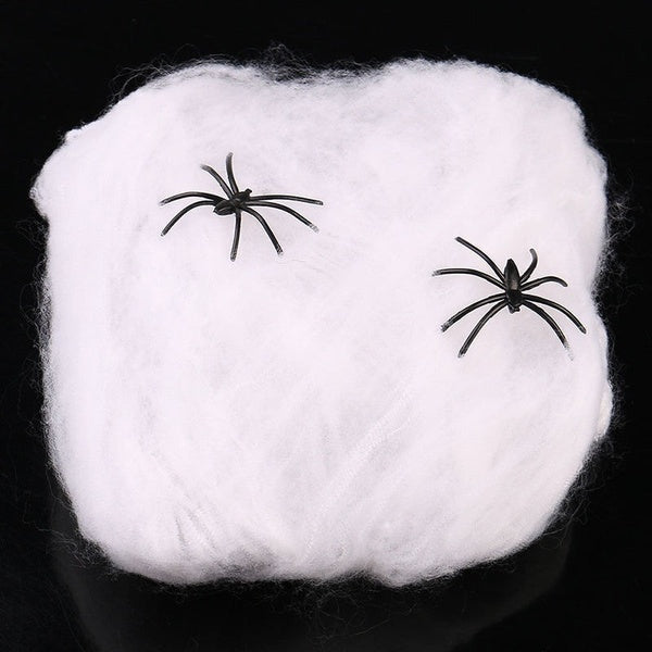 12x HALLOWEEN STRETCHABLE SPIDER WEBS Spooky Decoration with Spiders Party Decor Ghost