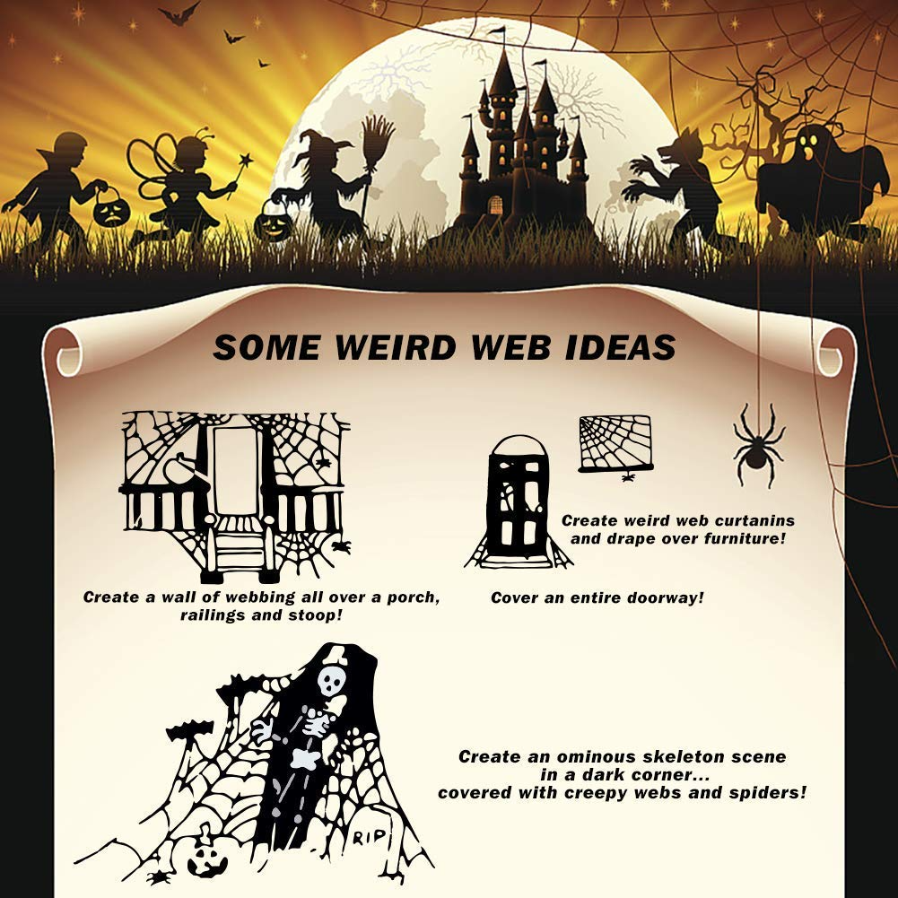 Halloween Stretchable Spider Web Decoration w/ Spiders - Ghost Party Décor