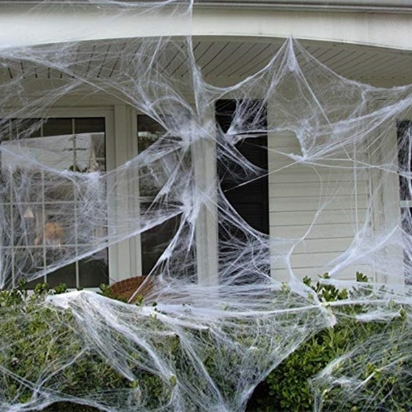 HALLOWEEN STRETCHABLE SPIDER WEB Spooky Decoration with Spiders Party Decor Ghost