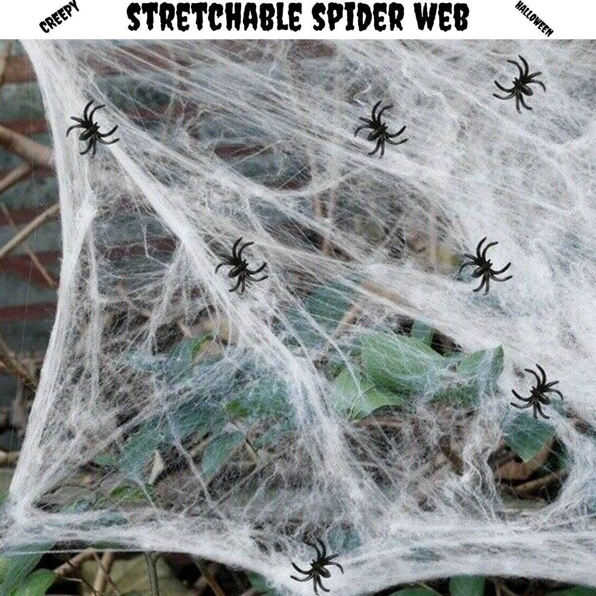 6x HALLOWEEN STRETCHABLE SPIDER WEBS Spooky Decoration with Spiders Party Decor Ghost