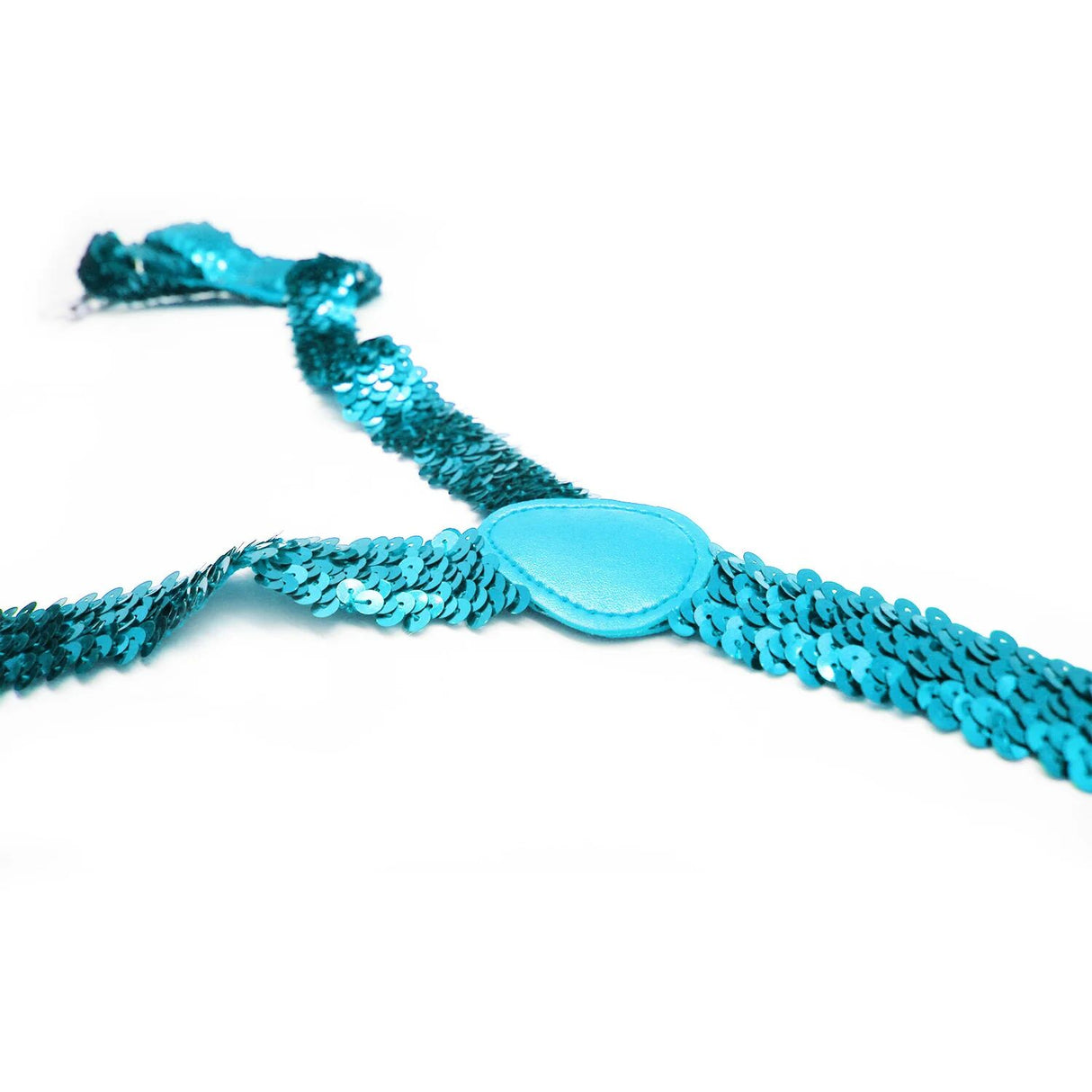 SEQUIN SUSPENDERS Unisex Adjustable Braces Clip On Elastic Y-Back - Blue