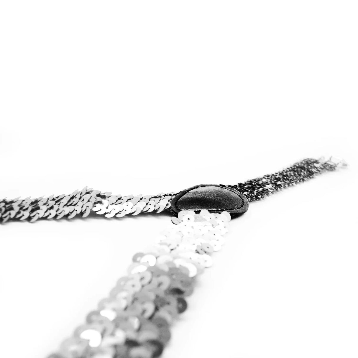 SEQUIN SUSPENDERS Unisex Adjustable Braces Clip On Elastic Y-Back - Silver
