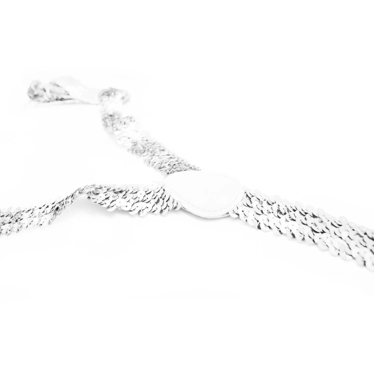 SEQUIN SUSPENDERS Unisex Adjustable Braces Clip On Elastic Y-Back - White