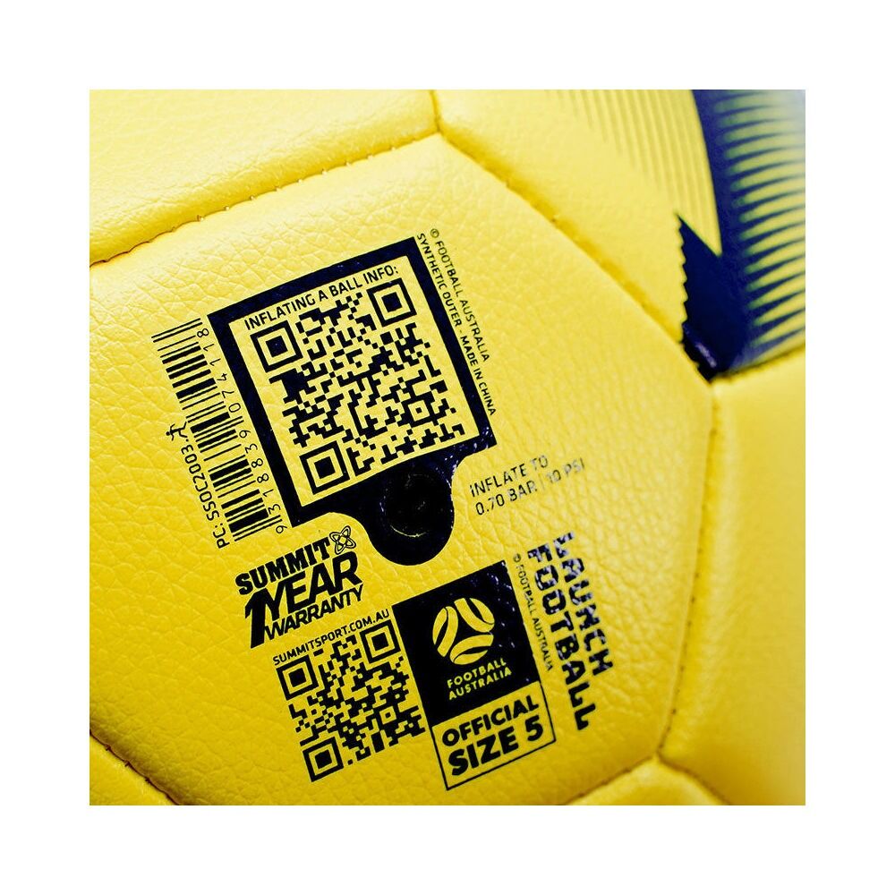 Football Australia Summit Launch Soccer Ball Size 5 - Yellow