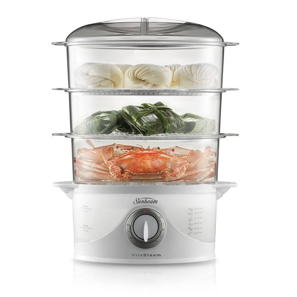 Sunbeam Vitasteam Deluxe Manual 3 Tier Food Steamer Cooker Steaming Hot Pot - ST6650