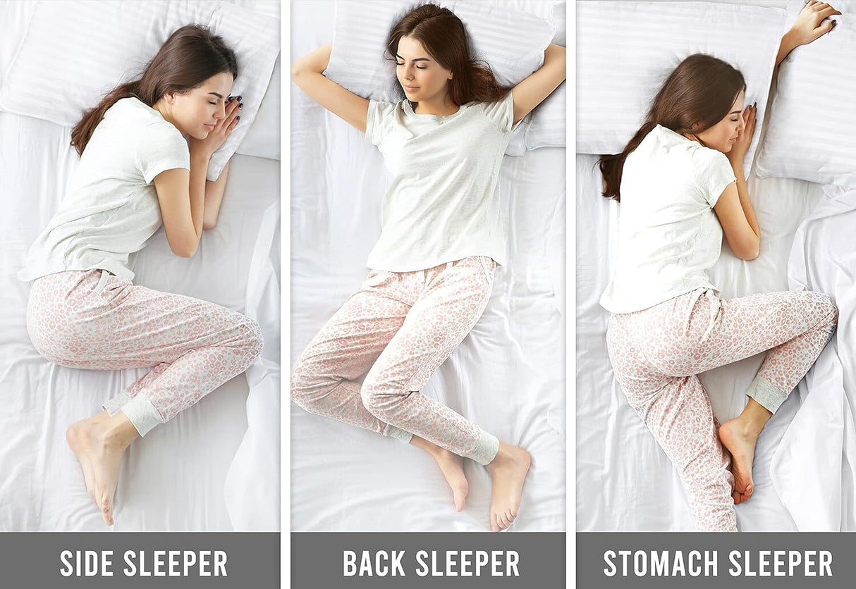 8x Premium 100% Cotton Striped Pillow with Cover Filled Durable Soft Standard - 48x74cm