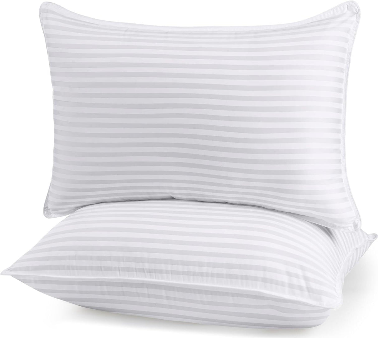 1x Premium 100% Cotton Pillow with Cover Filled Durable Soft Standard - 48x74cm