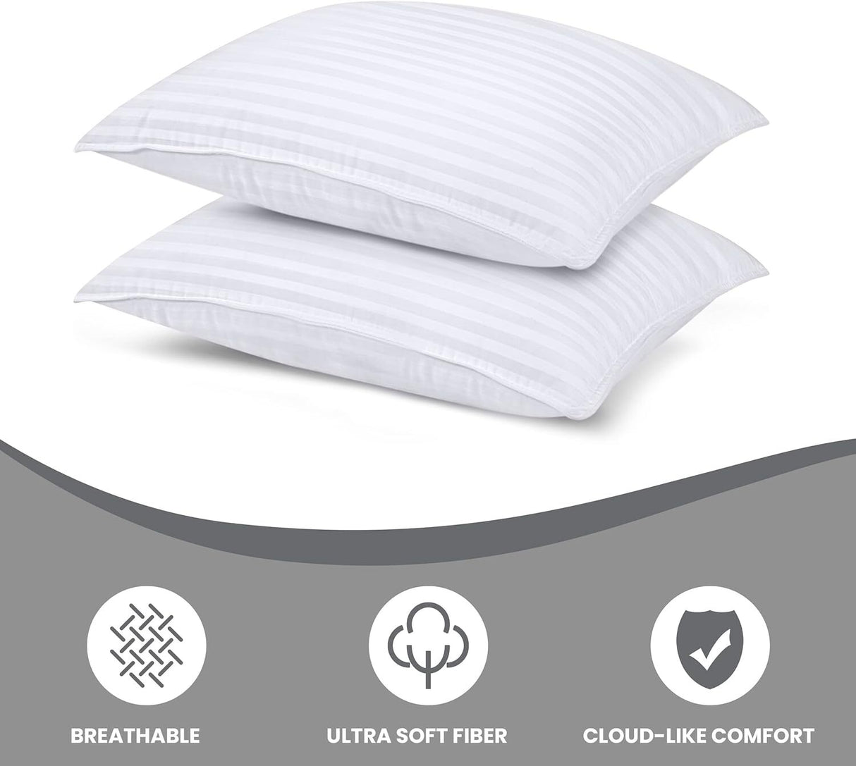 1x Premium 100% Cotton Pillow with Cover Filled Durable Soft Standard - 48x74cm