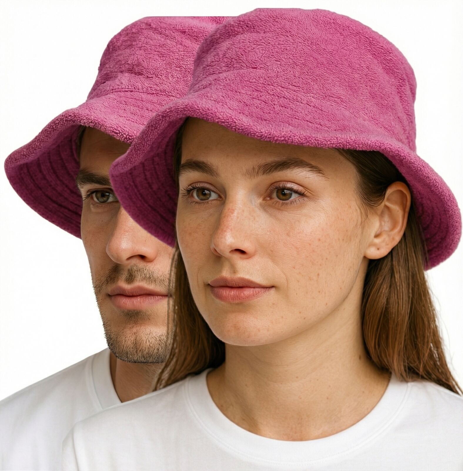 Fuchsia Stingy Brim Bucket Hat - 100% Cotton Terry Towelling Daggy