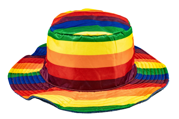 Reversible Stingy Brim Terry Towelling Bucket Hat Cap 100% COTTON - Rainbow/Blue