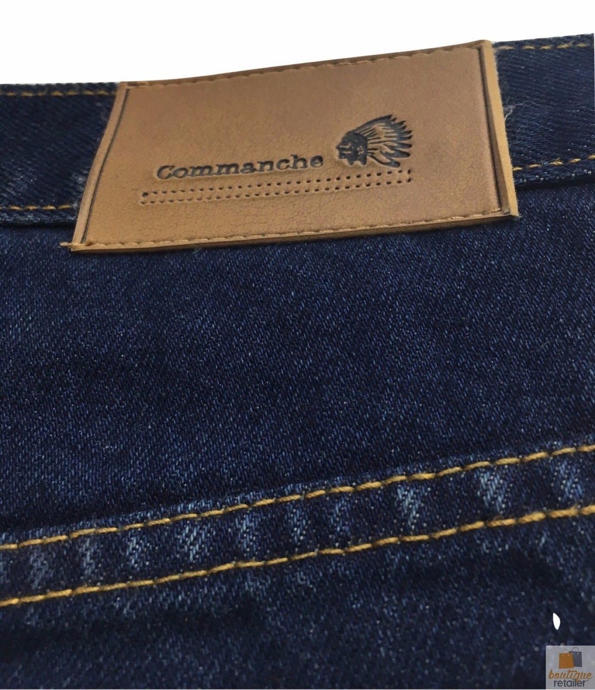 COMMANCHE Classic Easy Fit Jeans Denim Original Straight Leg Pants Trousers - Dark Blue