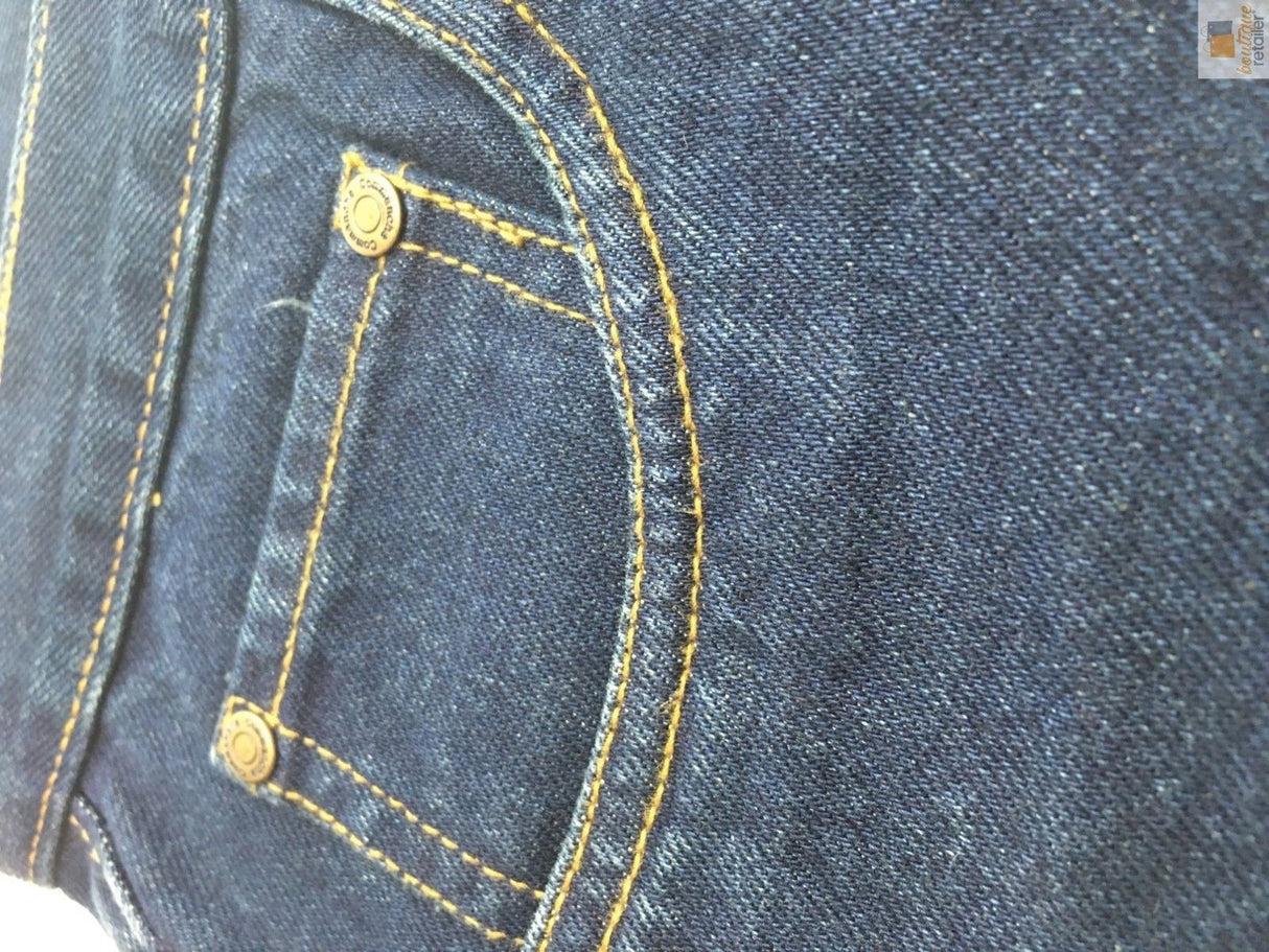 COMMANCHE Classic Easy Fit Jeans Denim Original Straight Leg Pants Trousers - Dark Blue