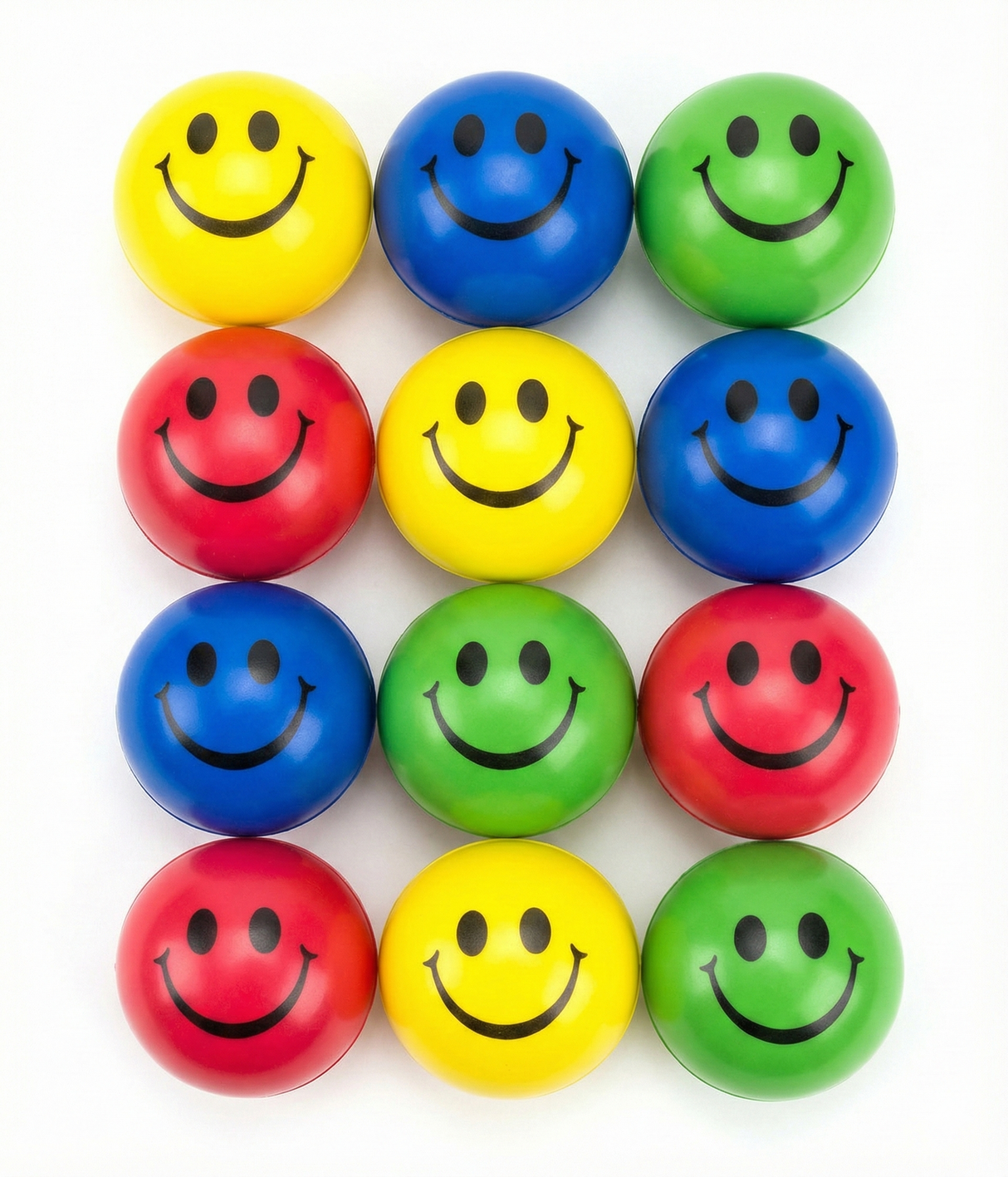 12x STRESS BALLS Hand Relief Squeeze Toy Reliever Antistress Soft Smiley MULTI