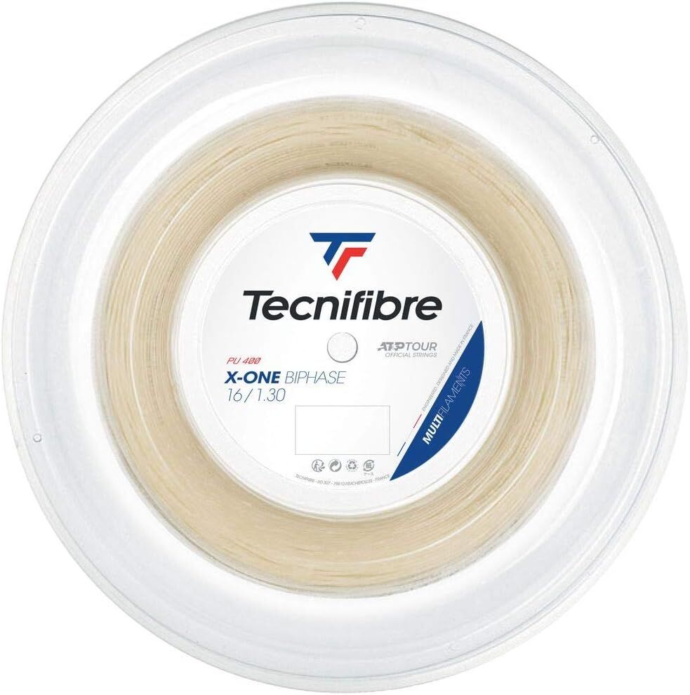 Tecnifibre X-One Biophase 1.30/16 Multifilament Tennis String Reel 200m Set in Natural (Made in France)