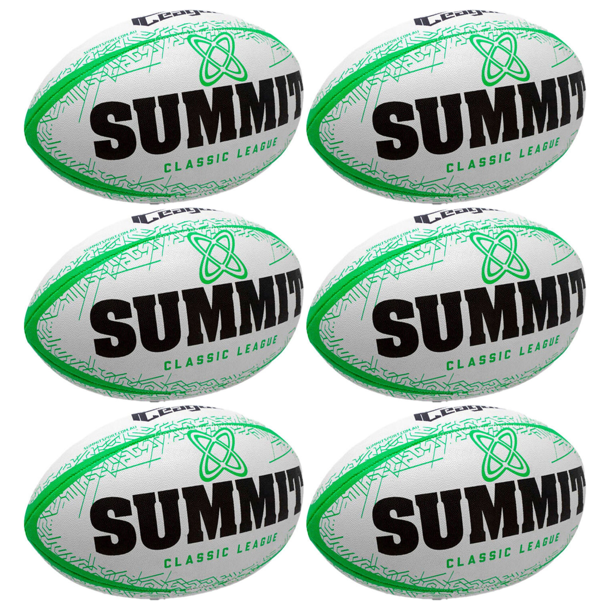 6x Summit Classic Rugby League Ball Bulk Pack - Size 5
