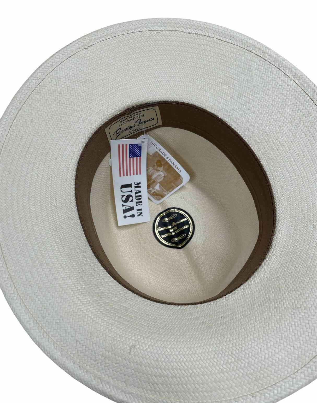 Hand Woven Grade 8 Panama Cooler Outback Hat with Feather - Natural (Summer Breathable Waterproof)
