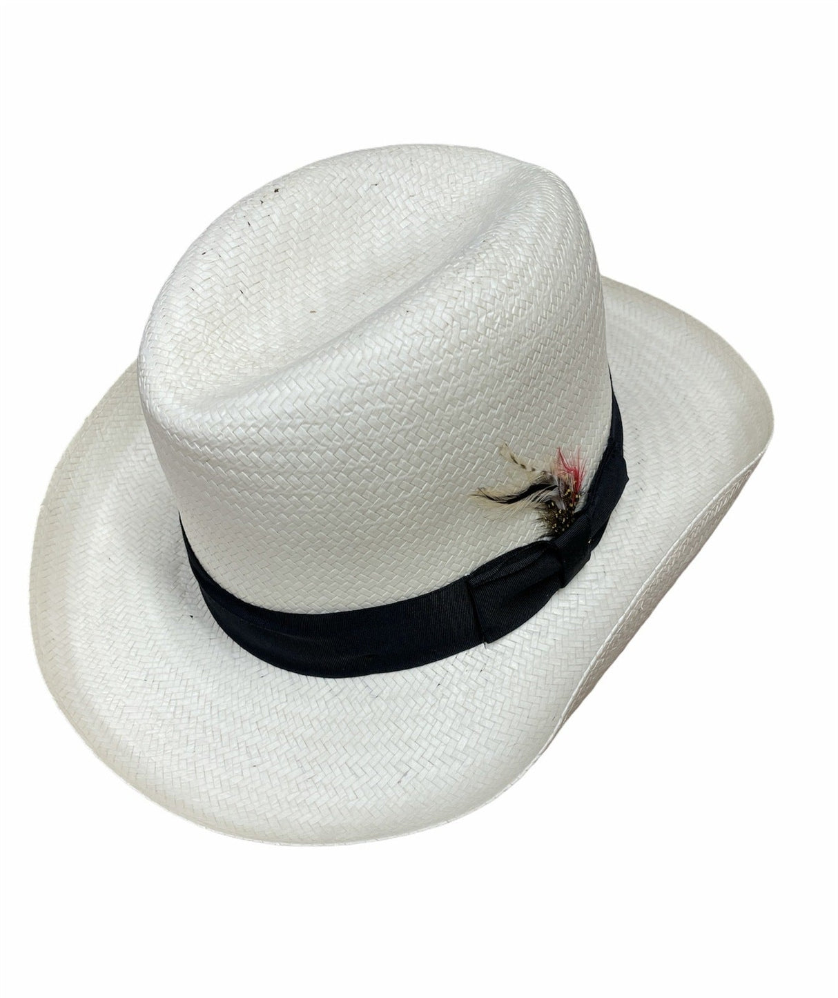 Hand Woven Cooler Outback Hat with Feather - Natural (Summer Breathable Waterproof)