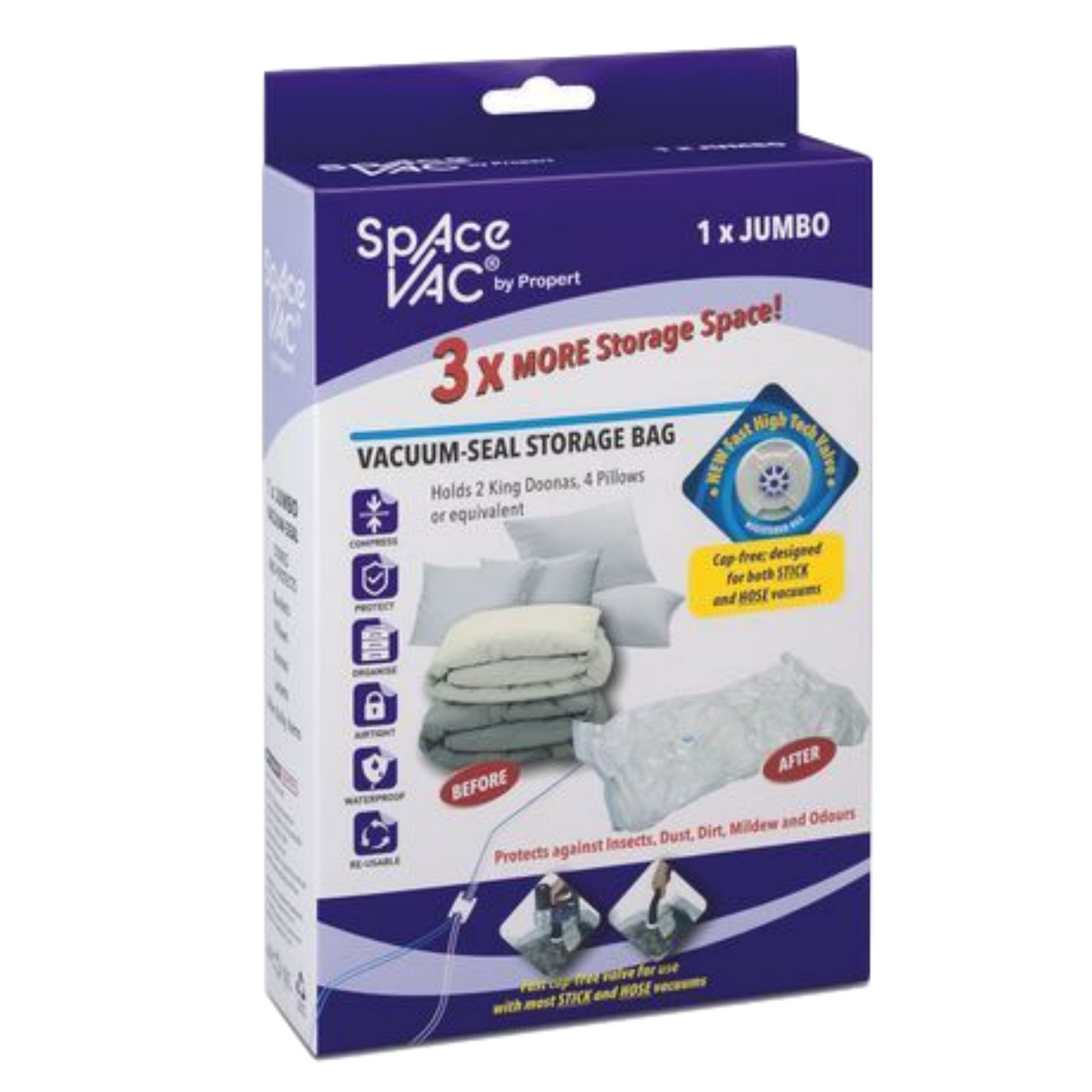 Space Vac Vacuum Storage Bag Seal Compressing Organizer Clothes - Jumbo