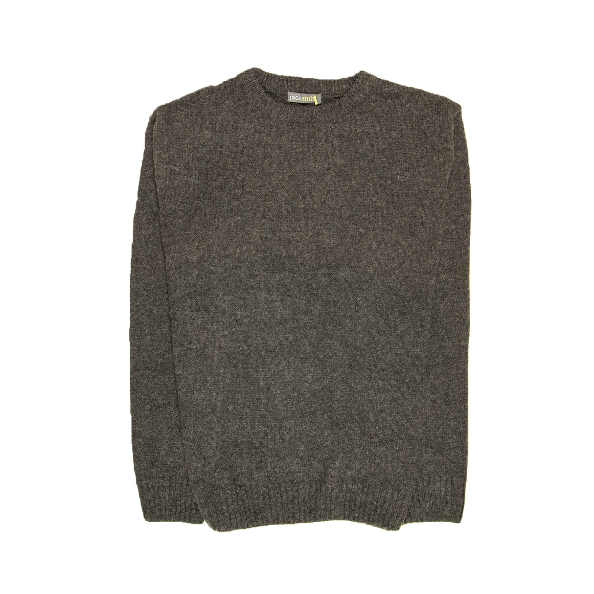 Mens 100% Shetland Ragg Wool Round Neck Knit Jumper Pullover Crew Sweater - Charcoal (29)