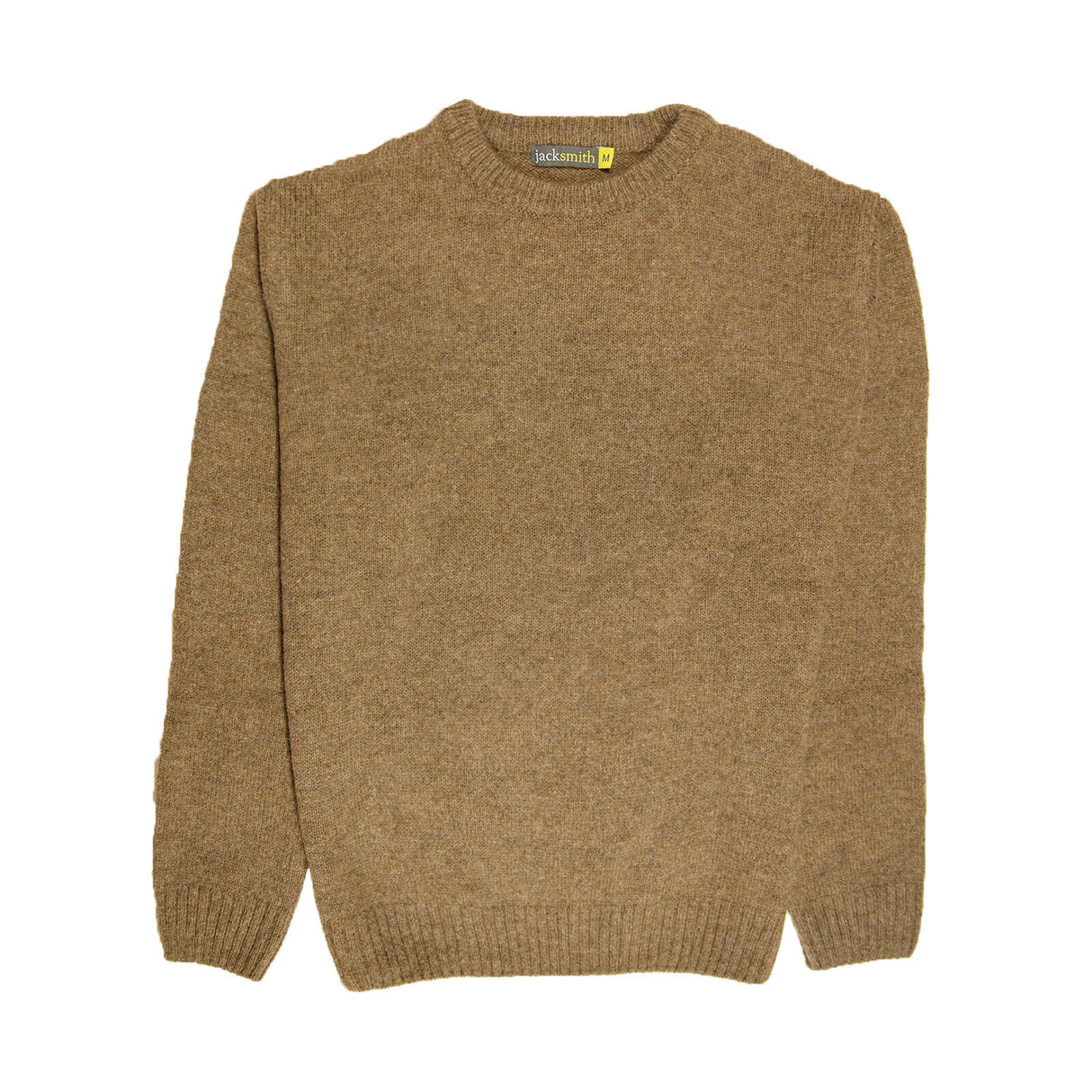 100% SHETLAND RAGG WOOL CREW Round Neck Knit JUMPER Pullover Mens Sweater Knitted - Nutmeg
