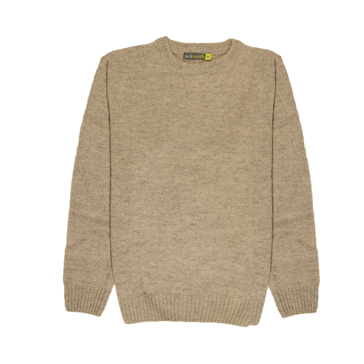 100% SHETLAND RAGG WOOL CREW Round Neck Knit JUMPER Pullover Mens Sweater Knitted - Beige