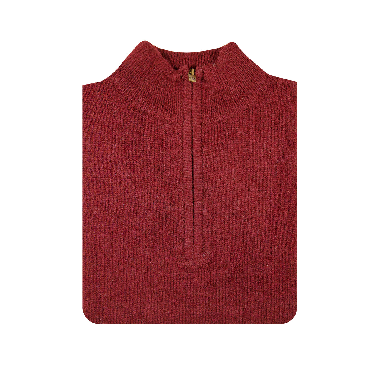 100% SHETLAND RAGG WOOL Half Zip Up Knit JUMPER Pullover Mens Sweater Knitted - Burgundy