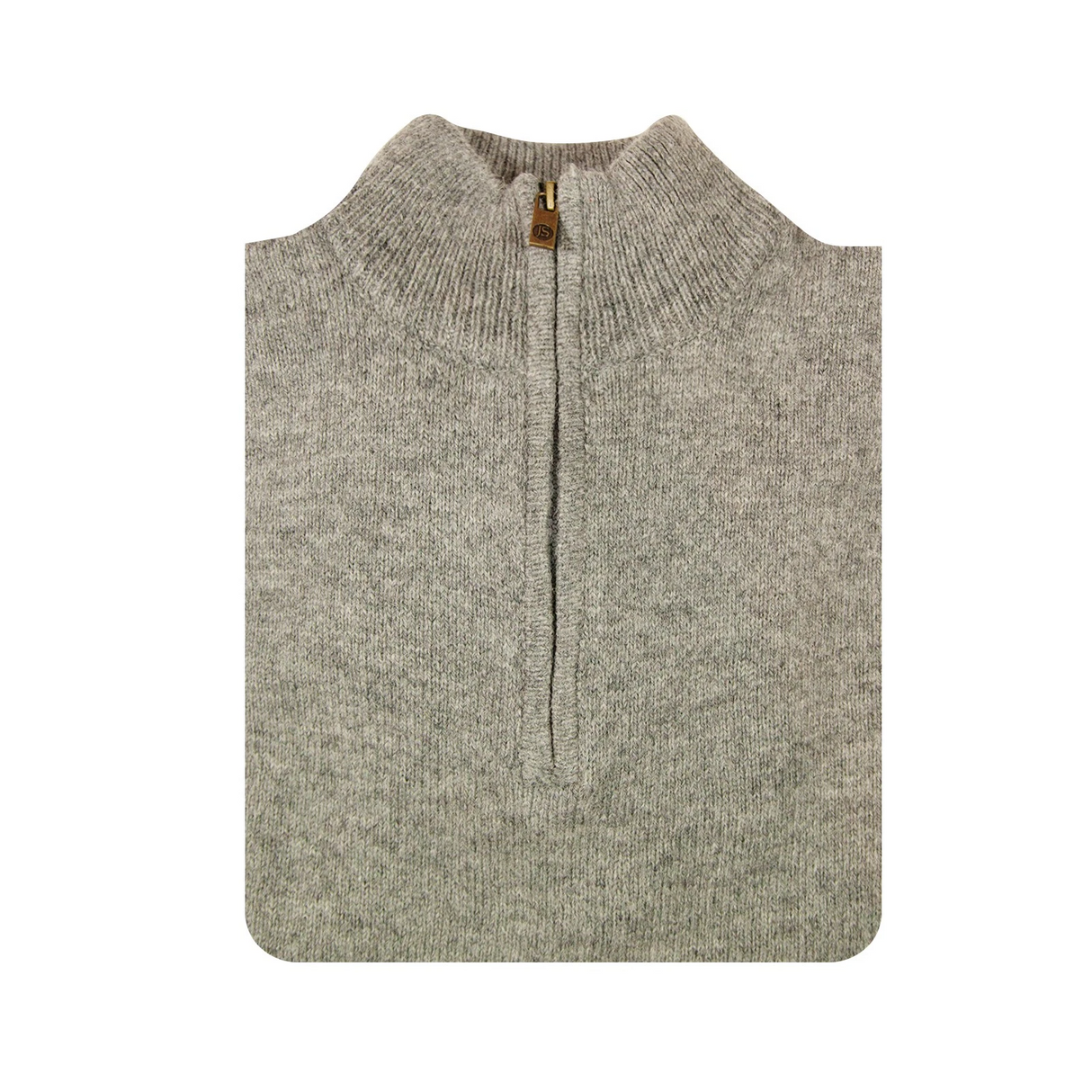 100% SHETLAND RAGG WOOL Half Zip Up Knit JUMPER Pullover Mens Sweater Knitted - Grey - M