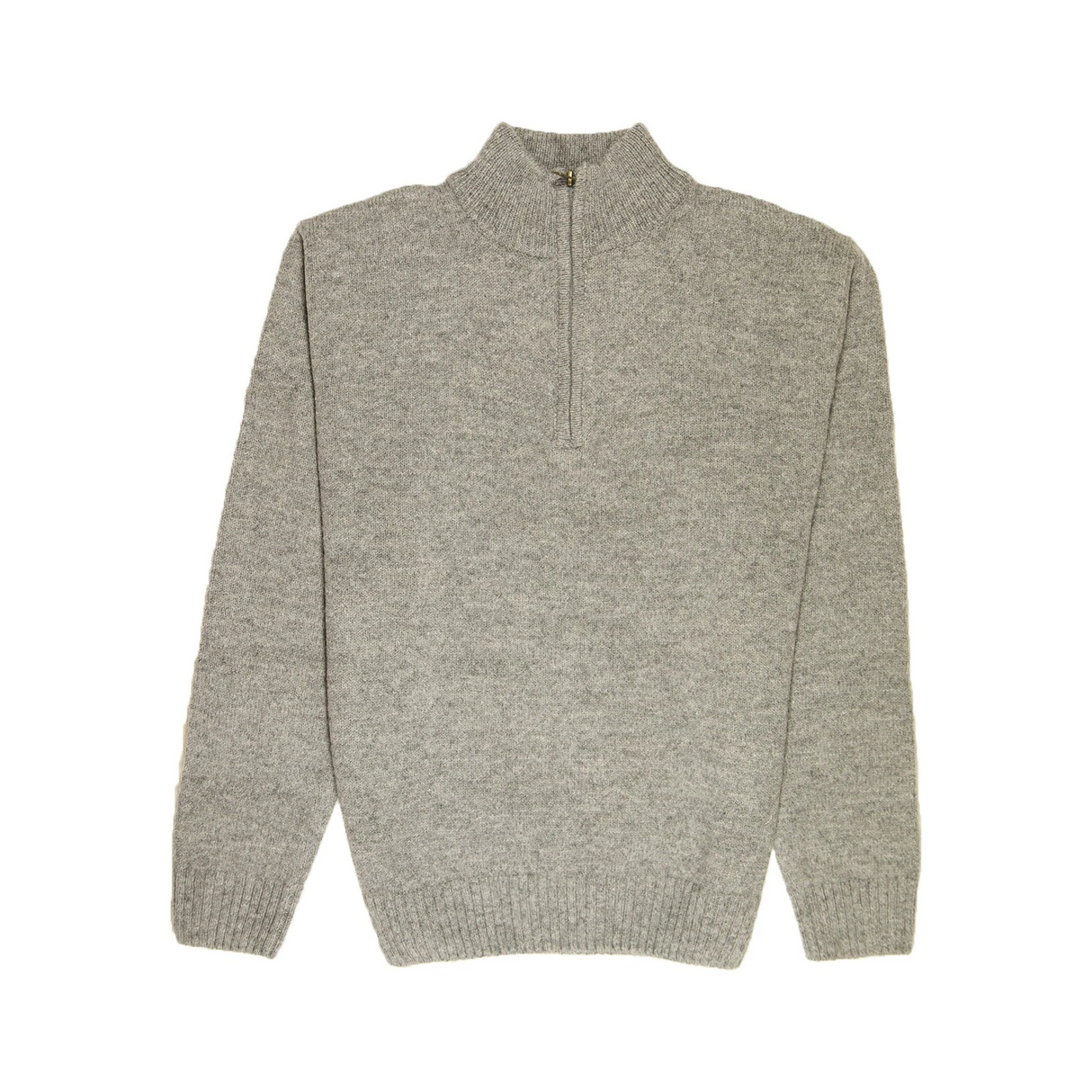 100% SHETLAND RAGG WOOL Half Zip Up Knit JUMPER Pullover Mens Sweater Knitted - Grey - M