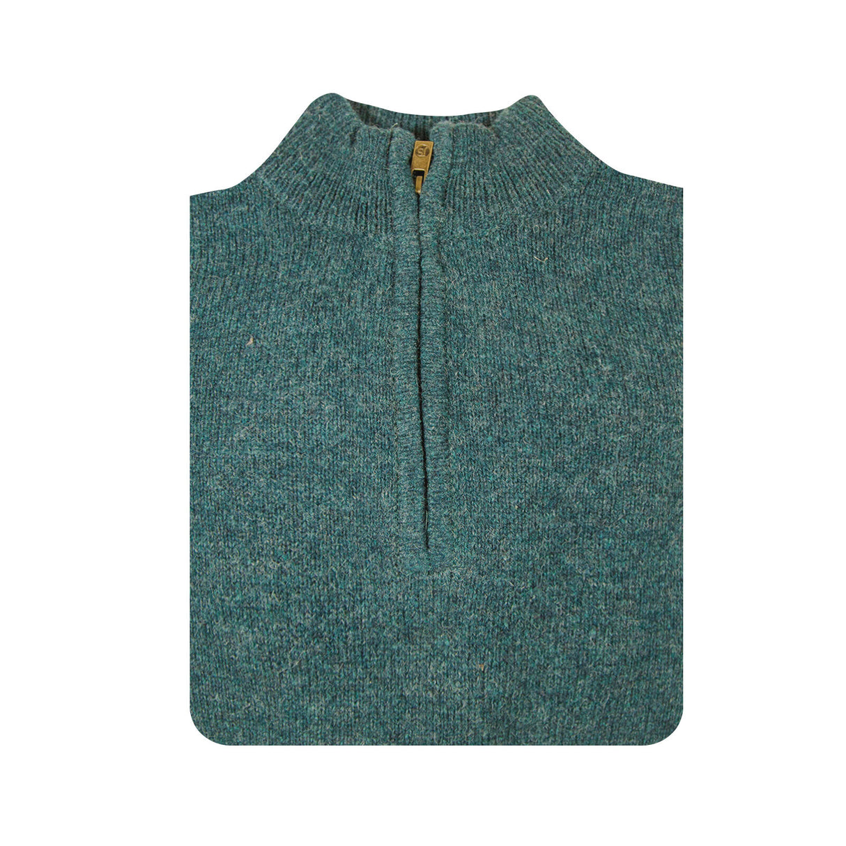 100% SHETLAND RAGG WOOL Half Zip Up Knit JUMPER Pullover Mens Sweater Knitted - Sherwood