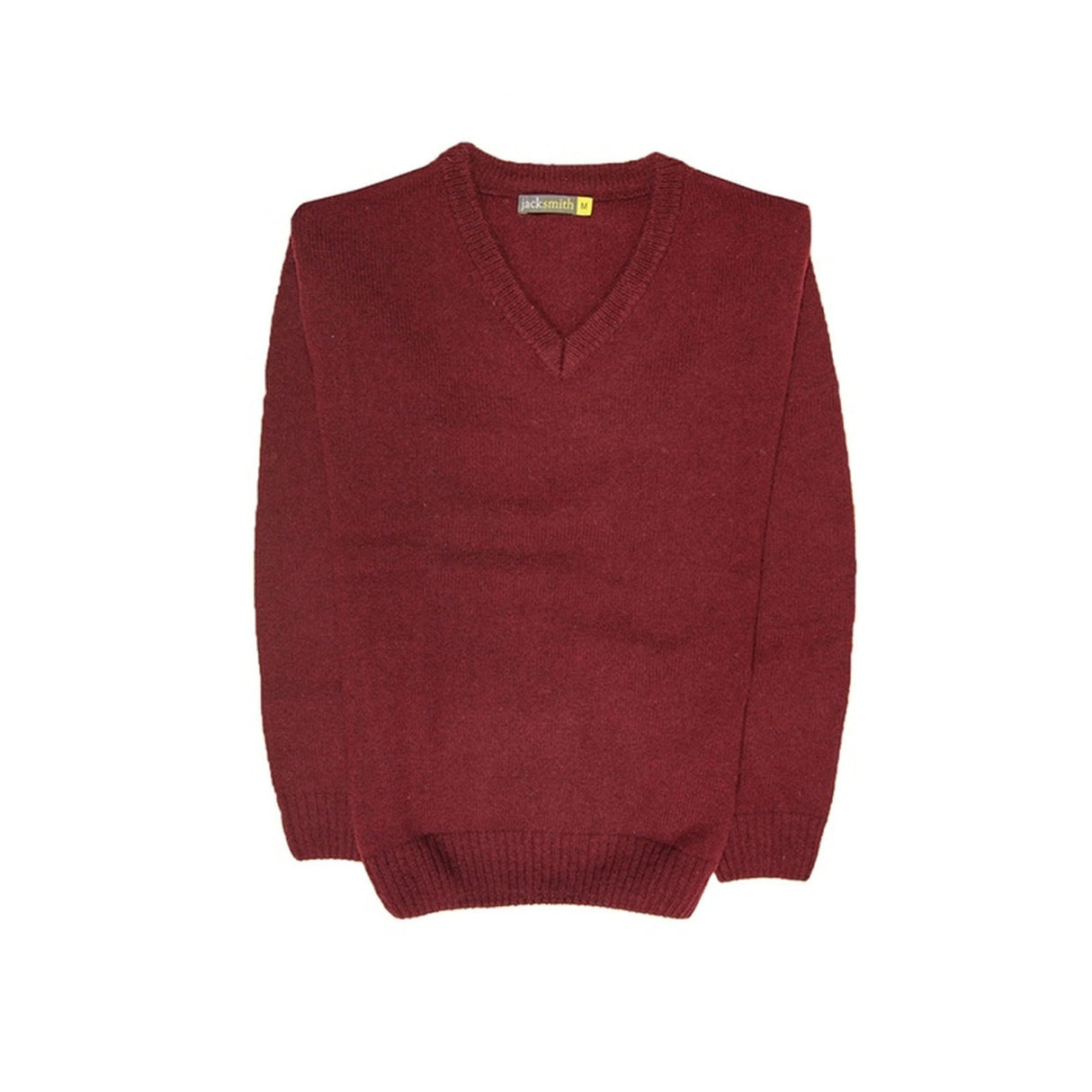100% Shetland Ragg Wool V Neck Knit Jumper Pullover Mens Sweater Knitted - Burgundy