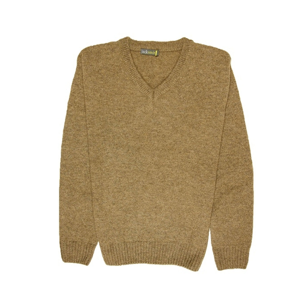 100% Shetland Ragg Wool V-Neck Jumper - Nutmeg Brown (Mens Knitted Sweater/Pullover)