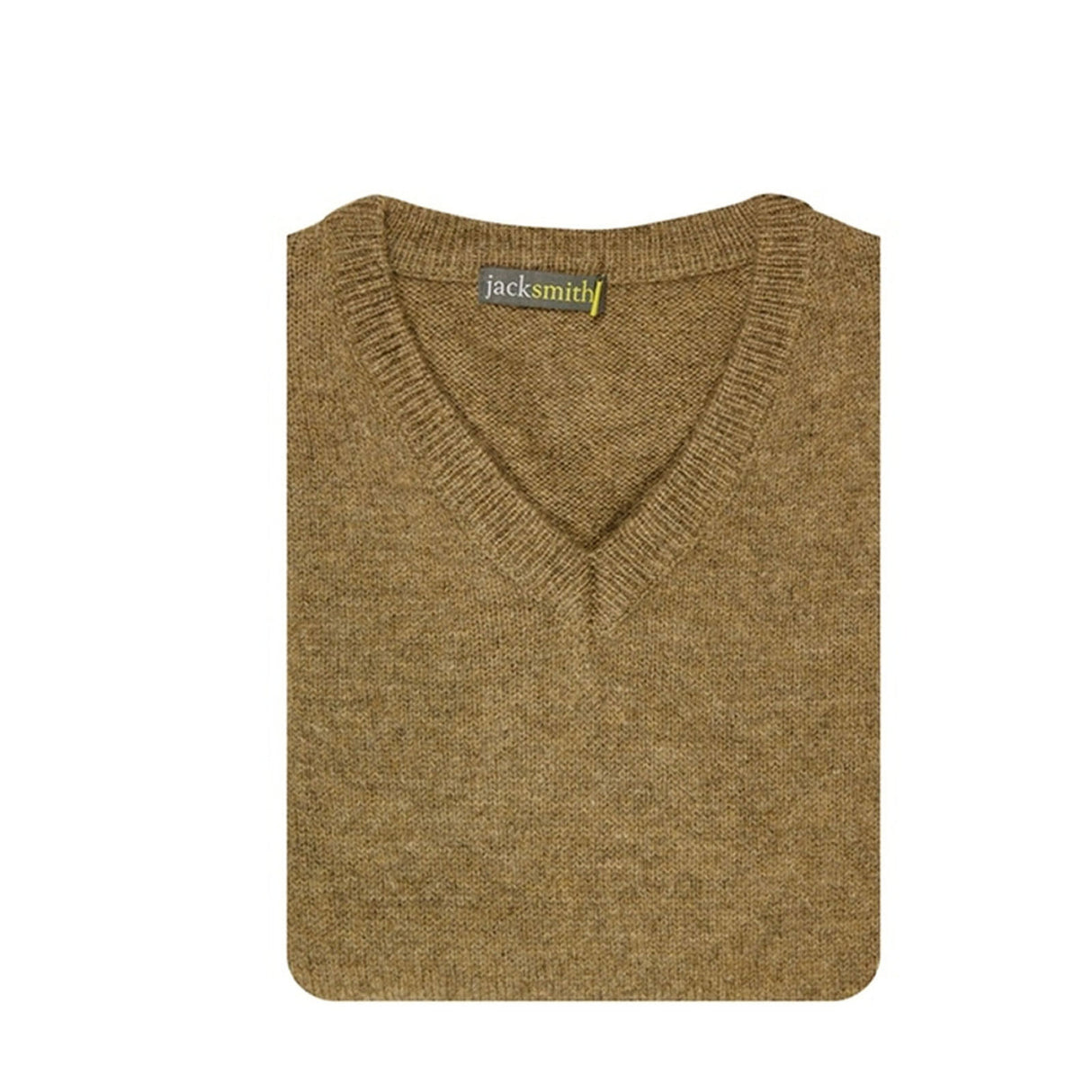 100% Shetland Ragg Wool V-Neck Jumper - Nutmeg Brown (Mens Knitted Sweater/Pullover)