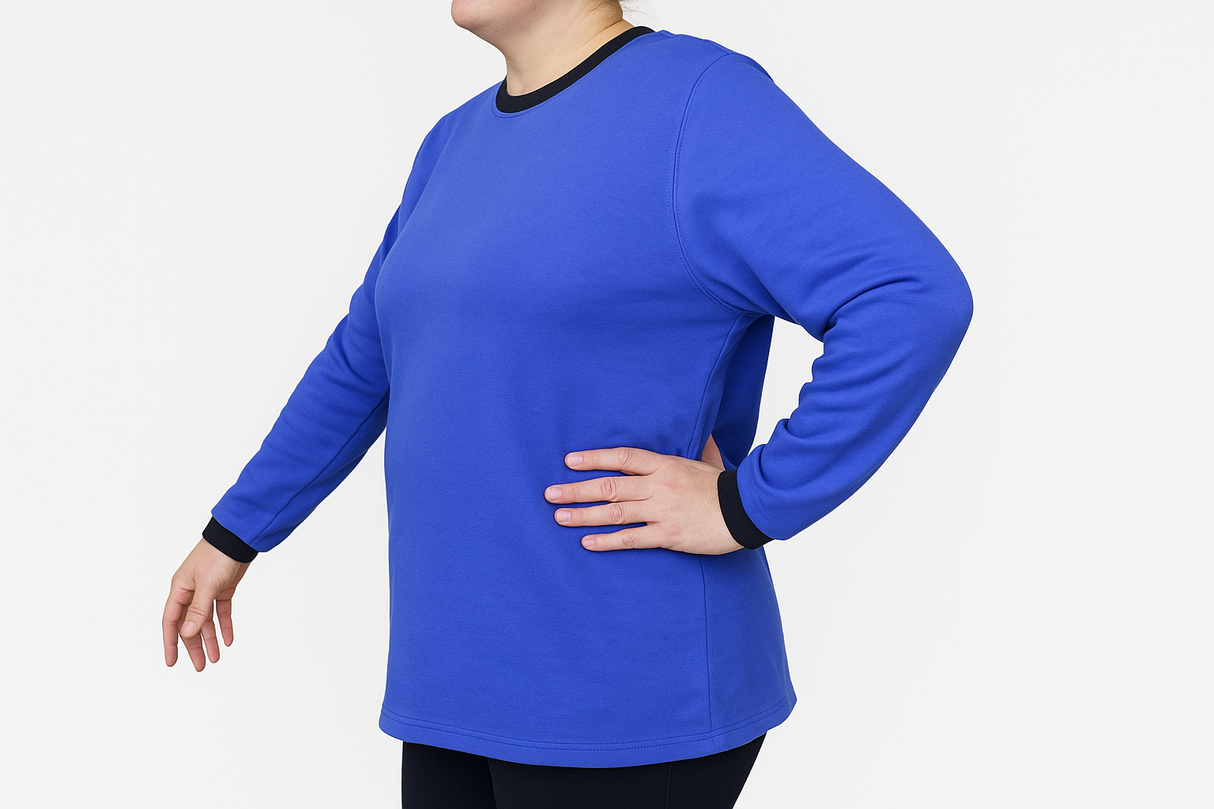 Ladies Plus Size Crew Neck Long Sleeve Top Queen Womens Jumper - Purple/Black