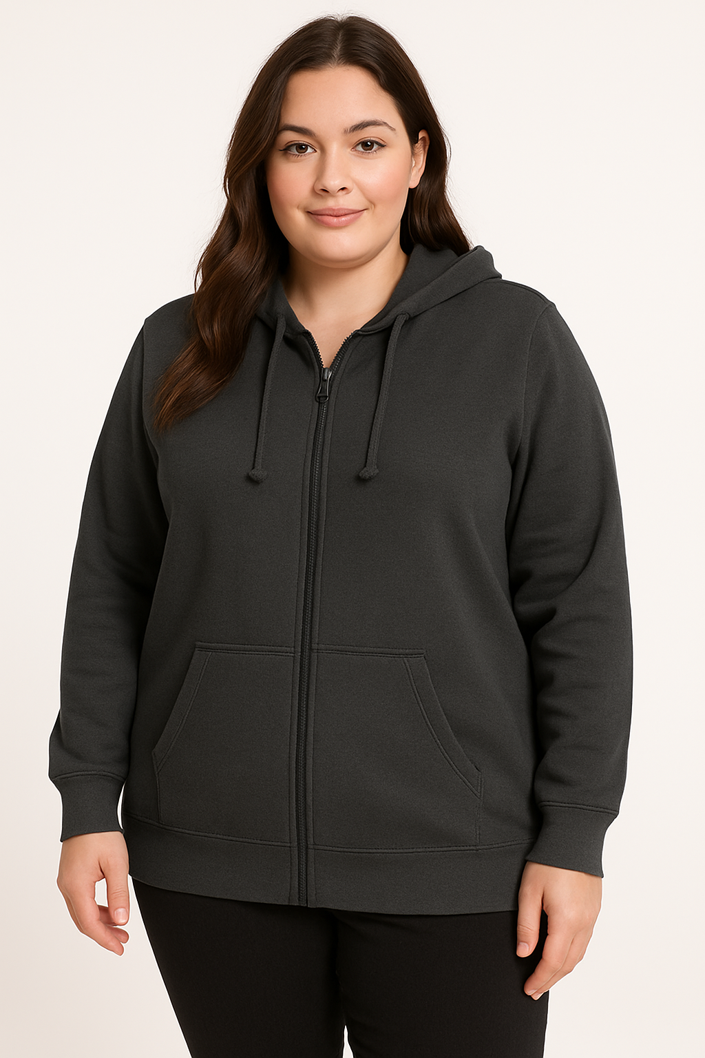 Womens Plus Queen Size Zip Thru Hoodie Jumper Pullover Hood in Charcoal