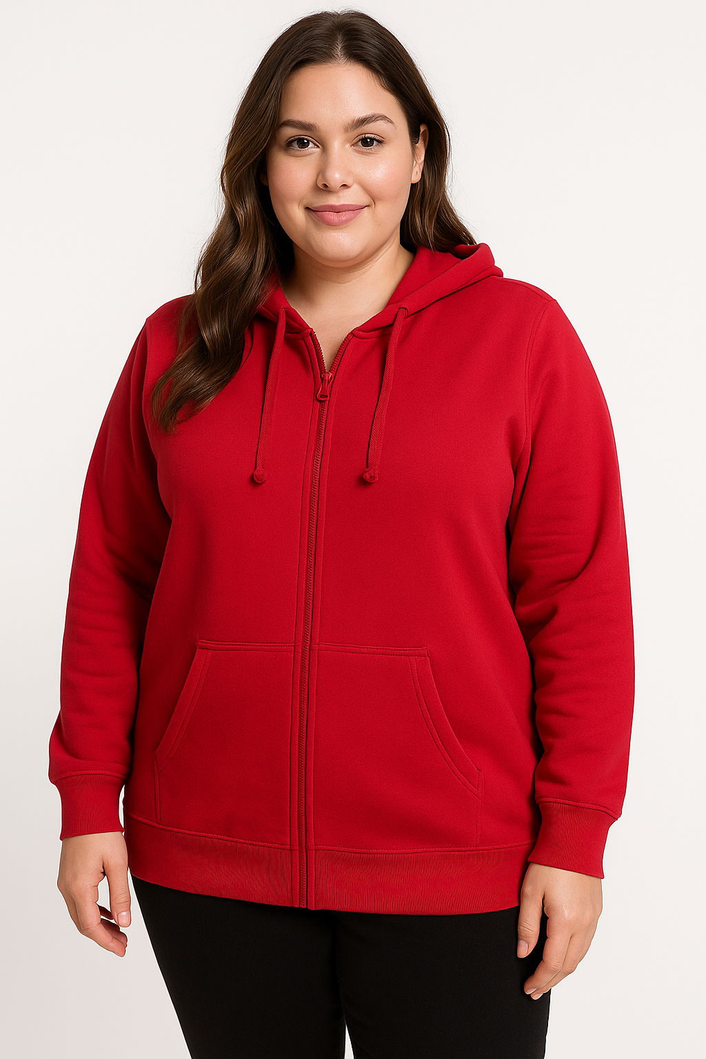 Womens Plus Queen Size Zip Thru Hoodie Jumper Pullover Hood in Red