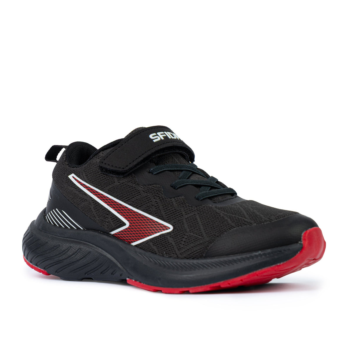 Sfida Switch Boys V Strap Runners - Black/Red (Kids Sneakers/Shoes)