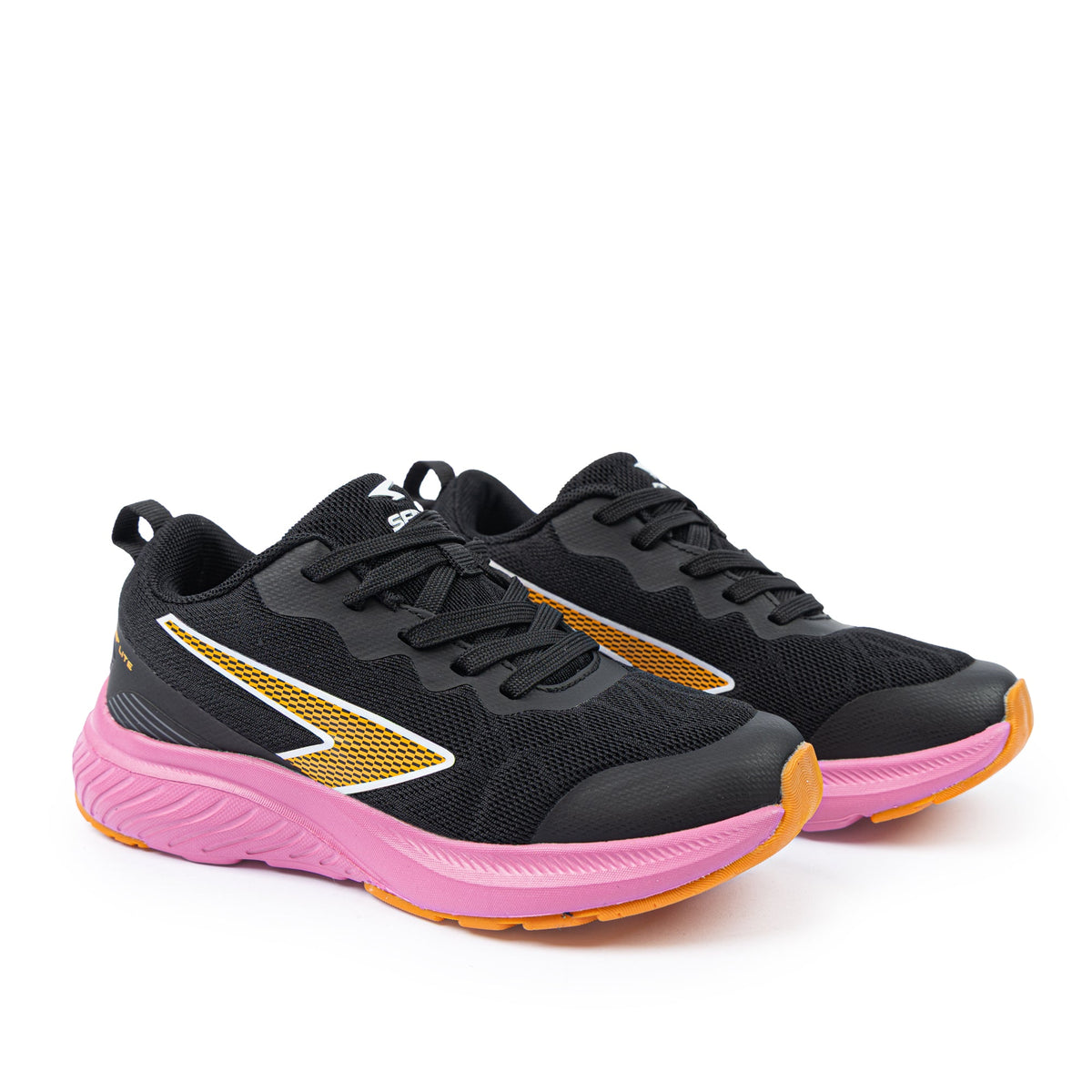 Sfida Switch Girls Lace Up Runners - Black/Pink (Kids Sneakers/Shoes)