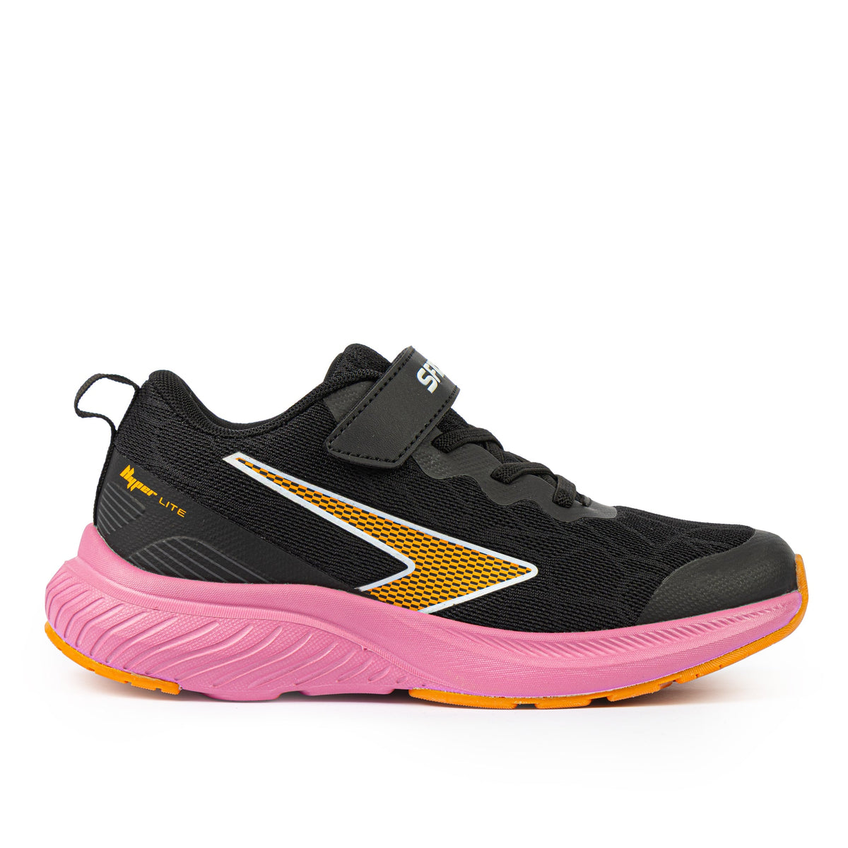Sfida Switch Girls V Strap Runners - Black/Pink (Kids Sneakers/Shoes)