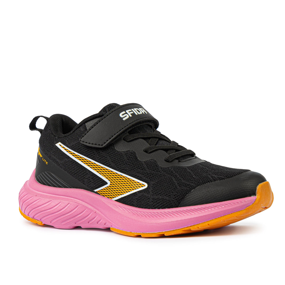 Sfida Switch Girls V Strap Runners - Black/Pink (Kids Sneakers/Shoes)