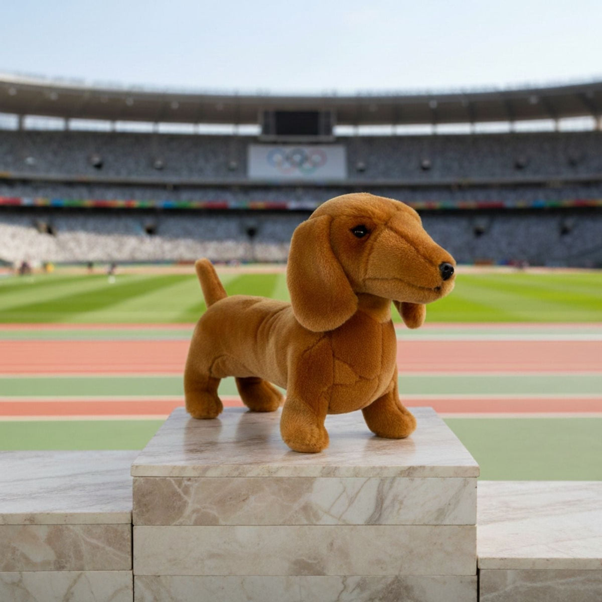 Bocchetta Sadie 36cm Standing Dachshund Plush Toy - Red (Realistic Stuffed Animal Dog Gift)